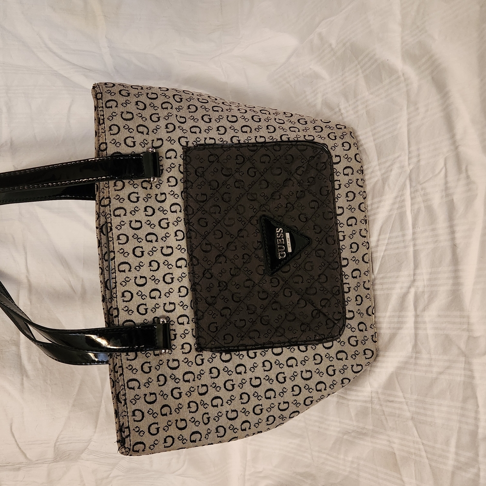 Guess Monogram Tote Bag - Black and Gray